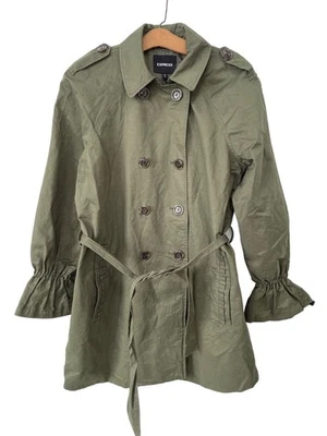 Gabardina Express Verde Talla Mediana Doble Pecho Militar Manga Campana Foto 1 de 4