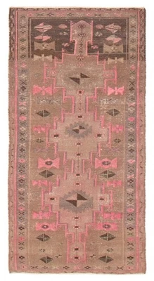 复古 3 英尺 5 英寸 x 6 英尺 5 英寸几何手工编织地毯传统羊毛小地毯 — 第 1/4 张图片