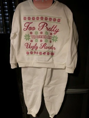 Lucky You Girls Feo Navidad Suéter Vacaciones Sudadera y Pantalón Conjunto Talla L (12) Foto 1 de 3