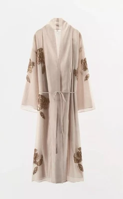 ZARA SILK KIMONO WITH EMBROIDERY AND BEADS SIZE M/L - Image 1 of 4