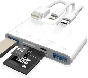 USB C SD Card Reader for Lighting and Type C USB Port, Portable Micro SD Card Re - Picture 1 of 8