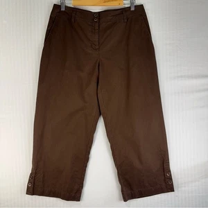 Eileen Fisher Brown Wide-Leg Cropped Pant Women’s Size Medium Minimalist Neutral - Picture 1 of 7