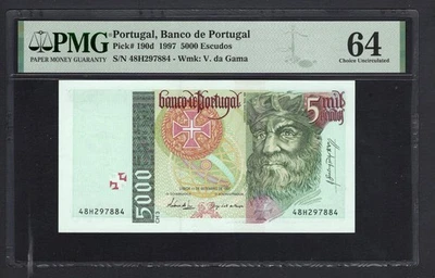 Portugal 5000 Escudos 11-09-1997 P190d Uncirculated Grade 64 - Image 1 of 2