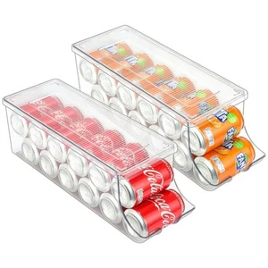 2 Pack Soda Can Organizer Dispenser for Refrigerator, Clear Plastic Canned Fo... - Picture 1 of 7