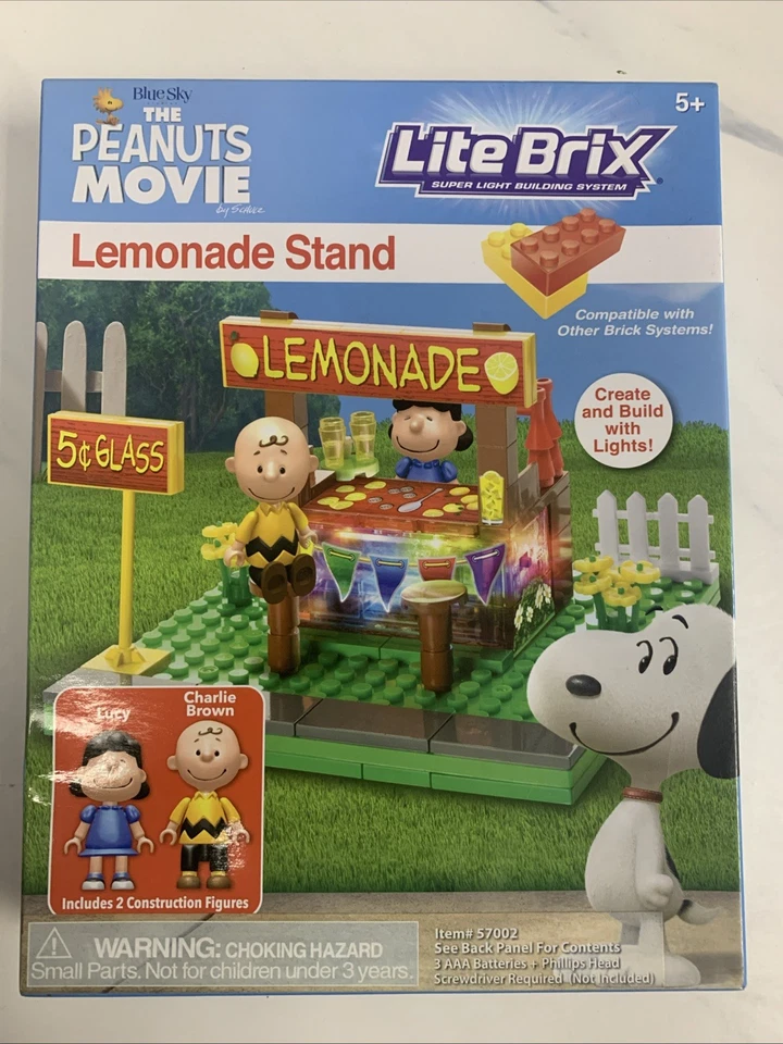 LITE BRIX THE PEANUTS PELÍCULA SOPORTE DE LIMONADA LUCY & CHARLIE MARRÓN NUEVO Foto 1 de 2