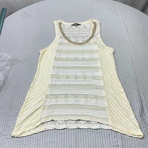 Top Miss Me senza maniche panna sottopiede in pizzo foderato trasparente taglia L - Foto 1 di 5