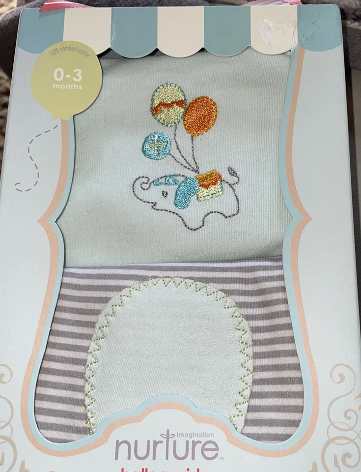 Новый C.R. Подарочный набор Gibson Side Snap футболка и брюки, размер 0-3 месяца, слон - Изображение 1 из 2