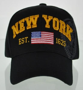 NEW! NEW YORK STATE EST. 1625 FLAG NYC CAP HAT BLACK - Picture 1 of 4