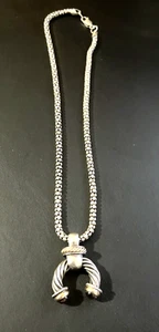 BJC Samuel Benham Sterling Silver 14k Gold Necklace 18.5" chain - Picture 1 of 18