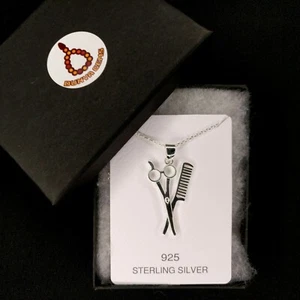 45 cm Friseur Schere 925 Silber Halskette Friseur Haarstylist Friseur 967 - Bild 1 von 12