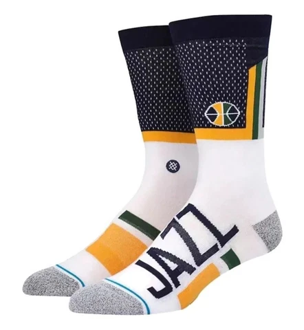 Stance Mens L (9-13) Utah Jazz Shortcut 2 Infiknit Casual Crew Socks White Multi Cover