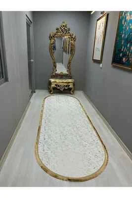 MY DREAM CARPET White Gold Glitter Bamboo Carpet Living Room Lounge Hallway Rug