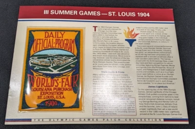 III JUEGOS OLÍMPICOS DE VERANO SAN LUIS 1904 PARCHE COLECCIONABLE Y TARJETA INFORMATIVA OLIMPICAS Foto 1 de 3
