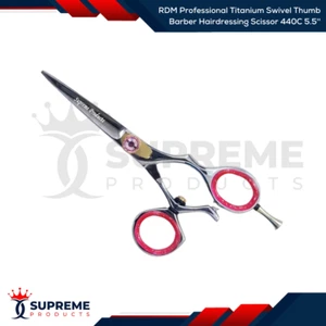 Tijera de peluquería RDM profesional de titanio giratoria para pulgar 440C 5,5"" - Imagen 1 de 1