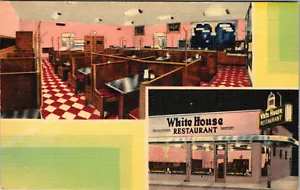 SAVANNAH GEORGIA WEISSES HAUS RESTAURANT VINTAGE LEINEN POSTKARTE - Bild 1 von 2