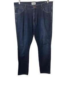 Wrangler Jeans Herren Größe 36 x 34 blau gerade dunkle Waschung 5 Taschen Lederaufnäher  - Bild 1 von 10