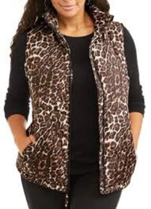 New Jason Maxwell Outerwear Collection Size M Leopard Padded Vest Coat WA108 - Picture 1 of 1
