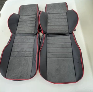 1986-95 Suzuki Samurai Seat Cover( Slip on Covers) Black,Dk grey suede red Trim - Foto 1 di 1