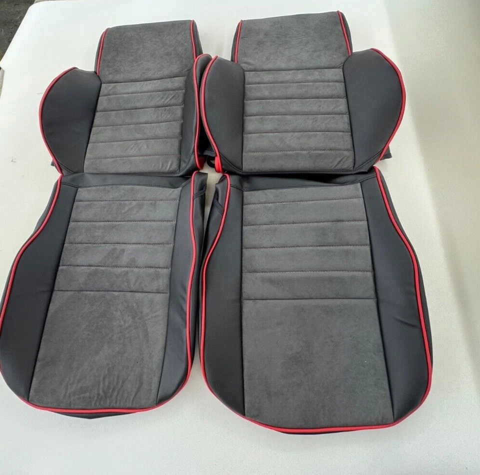 1986-95 Suzuki Samurai Seat Cover( Slip on Covers) Black,Dk grey suede red Trim - Image 1 of 1