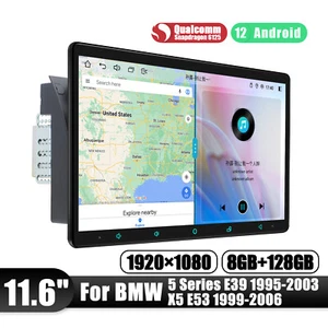 8+128GB HD 11.6 inch Qualcomm Android 12 Car Radio for BMW 5 Series E39 X5 E53 - Foto 1 di 13