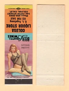 COLUSA LIQUOR STORE CALIF { GIRLIE = SITTING PRETTY } MATCHBOOK COVER - Picture 1 of 1