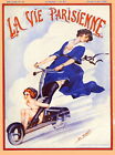 97461 1920&#39;s La Vie Parisienne French Motorscooter Wall Print Poster AU