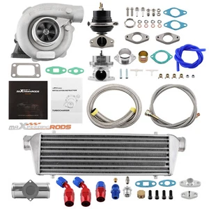 T04E Universal Turbo T3 T4 Brida Turbocompresor Intercooler Línea de Aceite + Puerta de Residuos - Imagen 1 de 11