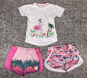 Girls DISNEY JUMPING BEANS Palm Trees & REEBOK Camo Shorts + T-shirt Lot- size 7 - Picture 1 of 9