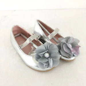 Flowers by Nina Toddler Girls Kadisha Ballet Flats Dressy Mary Jane Silver 5 - Picture 1 of 5