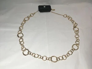NEW YORK & COMPANY Gold Tone Various Sized Circle Necklace Large 32", NWT - Picture 1 of 3