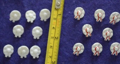 Spring Hats / Shank Back Buttons / White or White w Red / Novelty / 1/2" - Image 1 of 2