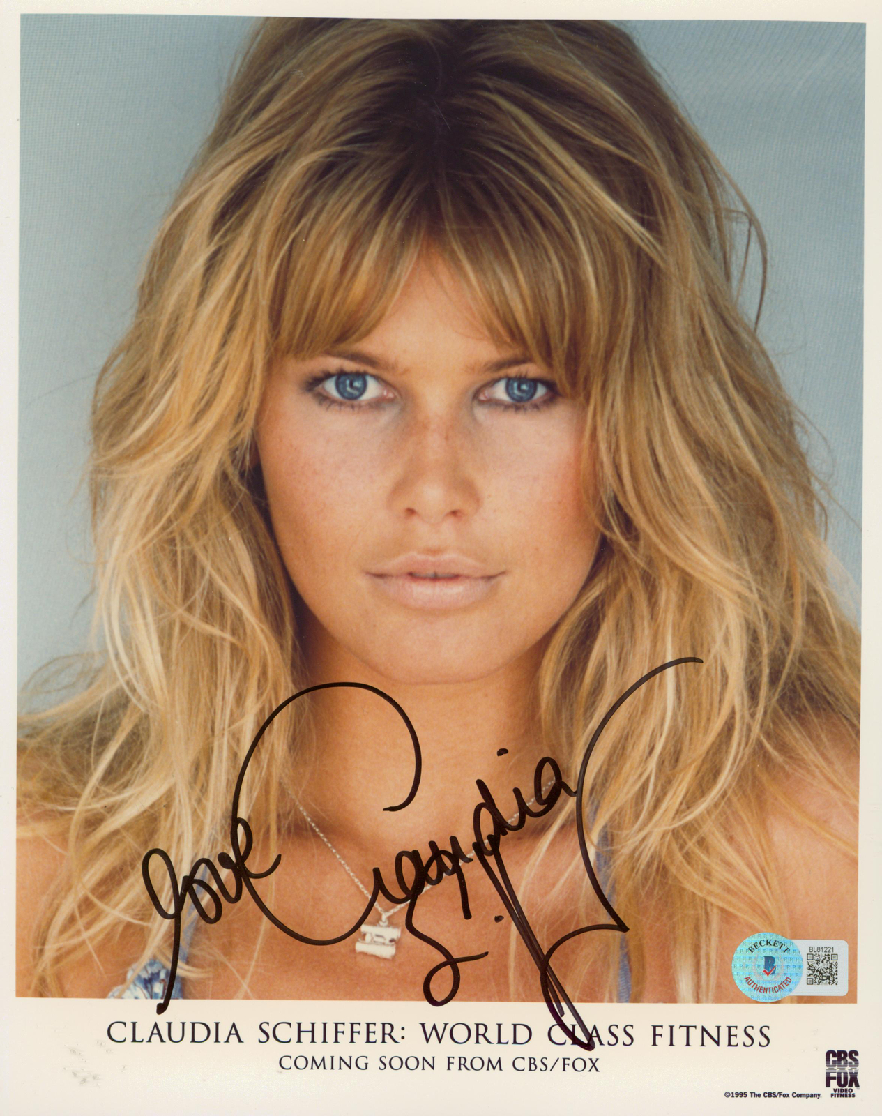 Claudia Schiffer Autographed Signed World Class Fitness Authentic 8X10 Photo Beckett 