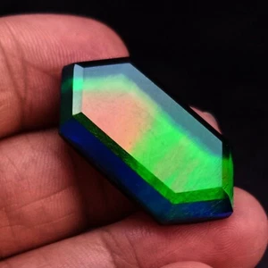 Certified Black Silk Fire Opal Hexagon Gemstone 25.85 Ct AAA+ Loose Gemstone - Picture 1 of 6