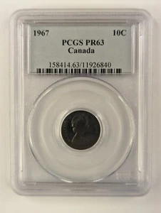 1967 Canada Ten Cents 10C - PR63 - PCGS - Dark Toned! - Picture 1 of 2