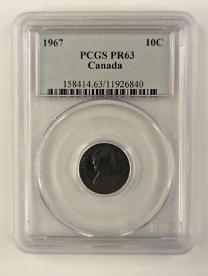 1967 Canada Ten Cents 10C - PR63 - PCGS - Dark Toned! - Image 1 of 2