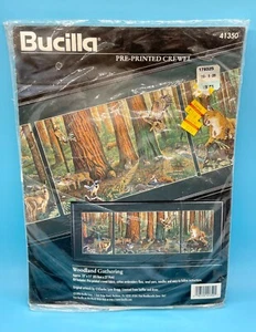 Vintage 1996 Bucilla vorgedrucktes Crewel Stickset WOODLAND GATHERING Wildlife - Bild 1 von 3