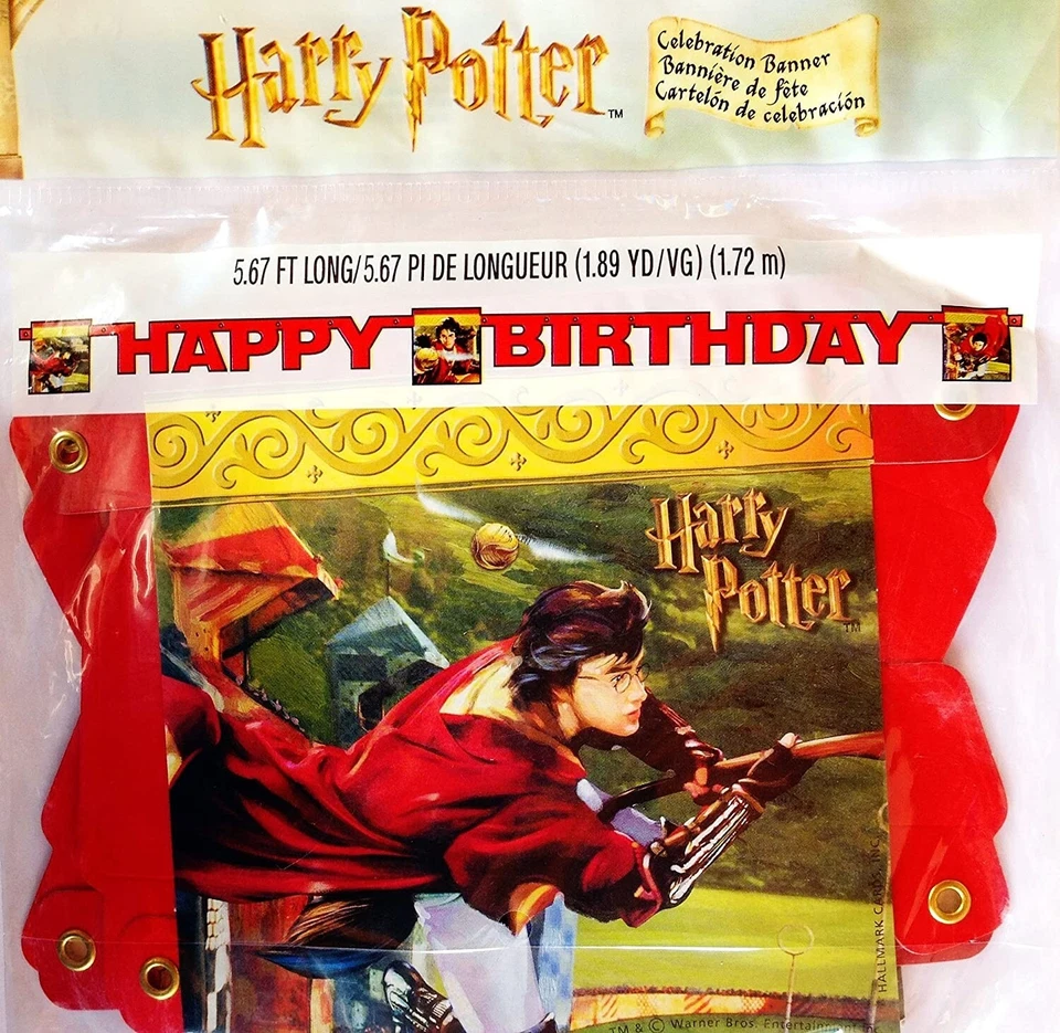 Banner de festa de feliz aniversário vintage Harry Potter papelão 5,67 pés de comprimento NOVO! - Imagem 1 de 1