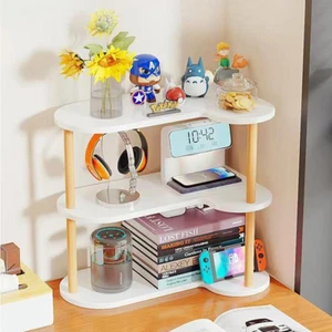 Desktop Corner Stand Shelf, 3 Tier Corner Wood Desk Bookshelf Organizer, Multipu - Picture 1 of 12