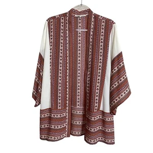 Daniel Rainn Kimono Open Front Top Size L Tribal Print Coverup Boho - Picture 1 of 6
