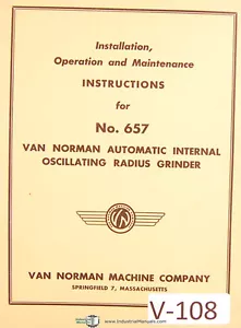 Van Norman No. 657, amoladora de radio automática, manual de operaciones y mantenimiento - Imagen 1 de 1