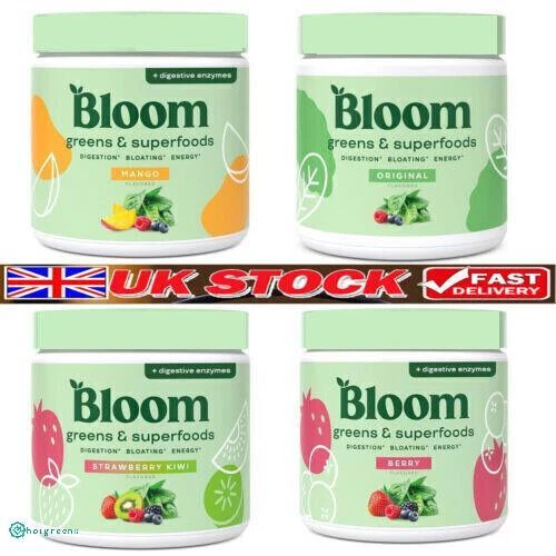 BLÜTE Mezcla de batido y jugo en polvo súper verde Bloom Nutrition - Probióticos para digerir