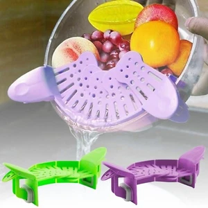 Silicone Clip On Strainer Colander Snap Spout Food Drainer Veggie Kitchen Tools - Picture 1 of 11