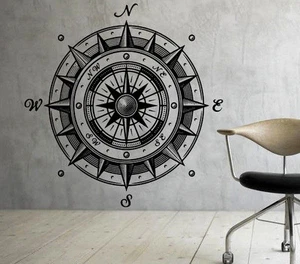 Compass Rose Wall Decal Vinyl Sticker Marine Nautical Home Art Decor (2coo2) - Picture 1 of 2