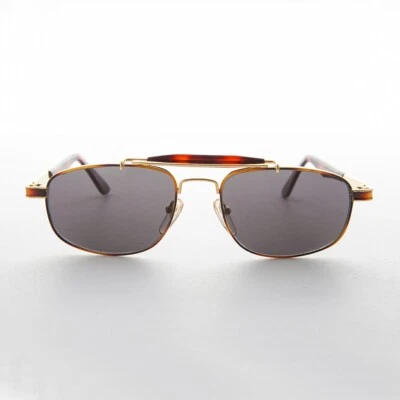 Tortoise Rectangular Gold Pilot Sunglasses Gray Lens - Chipper - Image 1 of 3