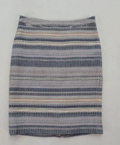 Halogen Women's Skirt Size 6 Blue Striped Woven Pencil Straight  Knee-Length - Picture 1 of 14