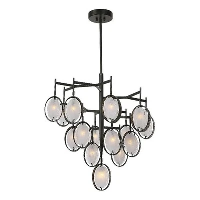 Uttermost Maxin 15-Light Steel and Glass Large Chandelier in Bronze/Black - Image 1 of 4