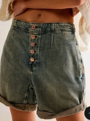 Pantalones Cortos Relajados FREE PEOPLE We The Free Osaka Para Mujer Talla 32 Botón Mosca NUEVO Foto 1 de 4