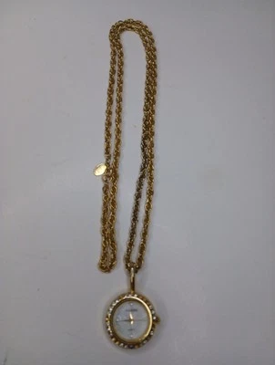 Colar de relógio Joan Rivers dois tons nova bateria 30 em algumas pedras faltando - Imagem 1 de 4