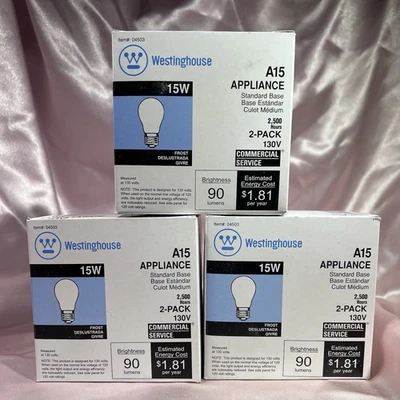 Westinghouse / Appliance / 15 W / Frosted Light Bulbs - 3 Packs /6 Bulbs - Image 1 of 2