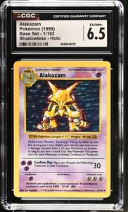 POKEMON CGC 6.5 Alakazam 1/102 1999 Base Set Rare Shadowless Holo *3072 - Picture 1 of 3
